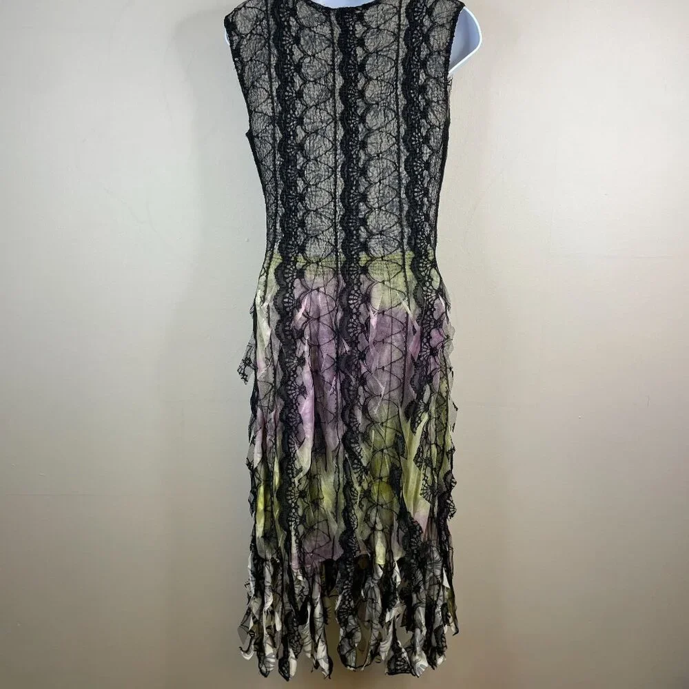 Lindi NY Whimsigoth Fairy‎ Grunge Midi Dress Size M Reversible Fringe Lace Flowy - Picture 11 of 14